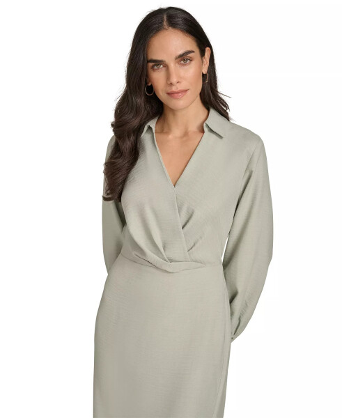 Women's Faux-Wrap Long-Sleeve Sheath Dress Jadeite - 3