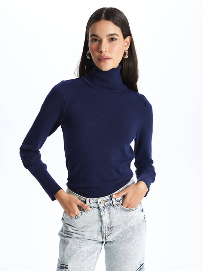 Women's Fisherman Neck Plain Long Sleeve Knit Sweater - 8