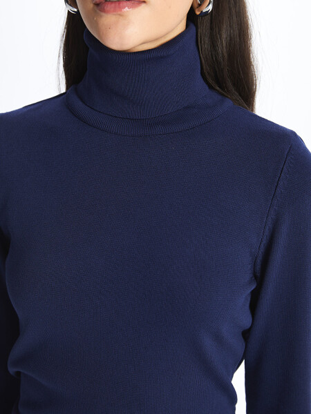 Women's Fisherman Neck Plain Long Sleeve Knit Sweater - 18