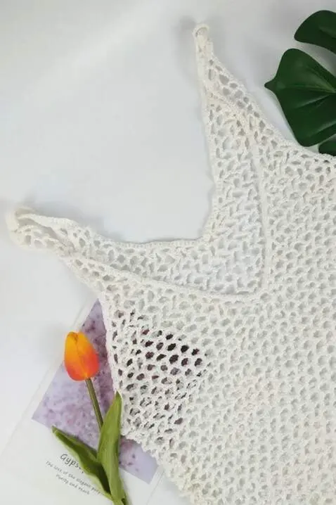 Women's Fishnet Pattern Full Length Tank Top Knitted Pareo - 4