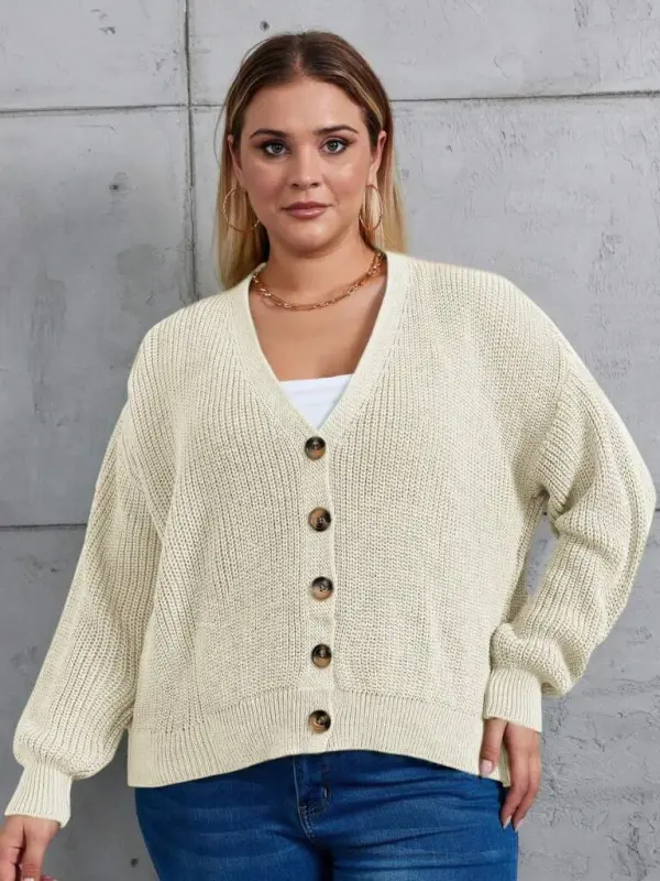 Women's Five Button Plus Size Knit Cardigan - 4