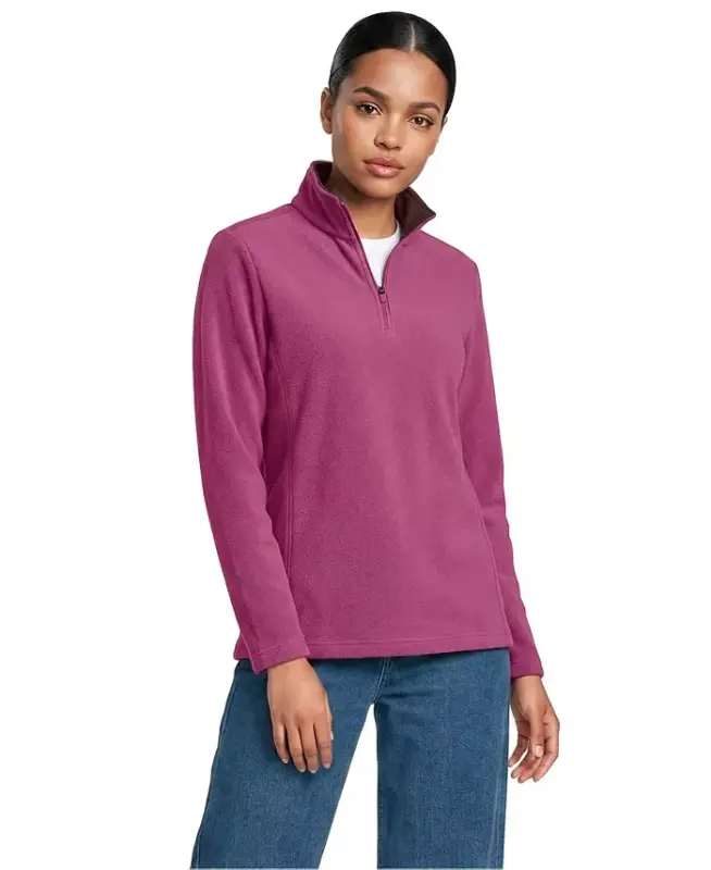 Women's Fleece Quarter Zip Pullover - Light raspberry/burgundy - 2