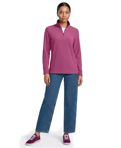 Women's Fleece Quarter Zip Pullover - Light raspberry/burgundy - 4