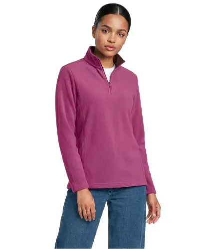 Women's Fleece Quarter Zip Pullover - Light raspberry/burgundy - LANDS' END (1)