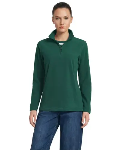 Women's Fleece Quarter Zip Pullover - Pine - LANDS' END (1)