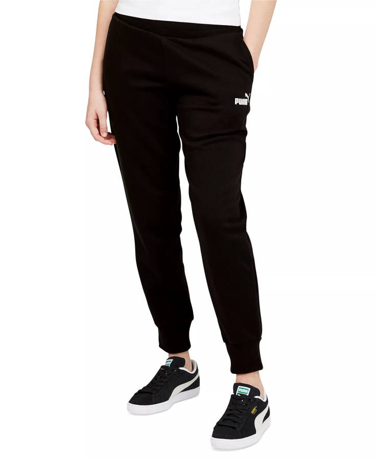 Women's Fleece Sweatpants Cotton Black-Puma White - 1