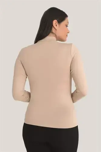 Women's Flesh Turtleneck Long Sleeve Bodysuit 3 Pcs - 5