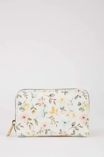 Women's Floral Faux Leather Wallet-Mix - 1