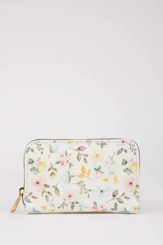 Women's Floral Faux Leather Wallet-Mix - 1