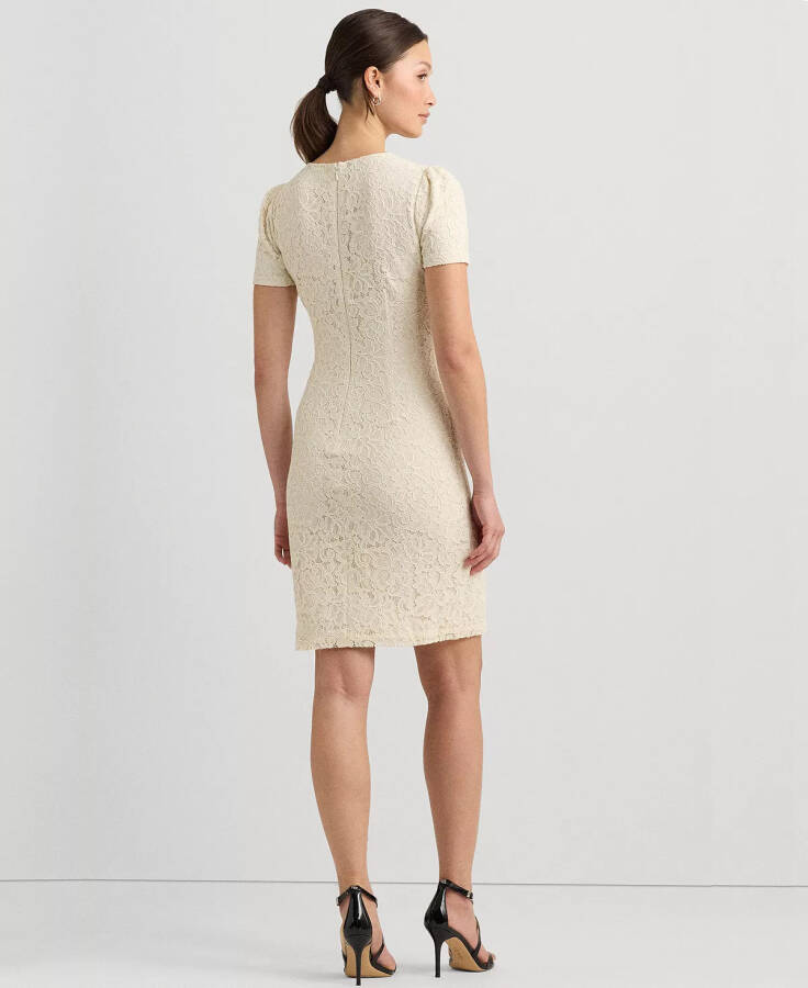 Women's Floral Lace Sheath Dress Winter Cream - 6