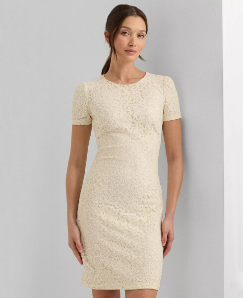 Women's Floral Lace Sheath Dress Winter Cream - 7