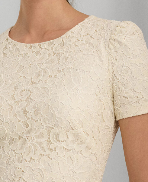 Women's Floral Lace Sheath Dress Winter Cream - 8