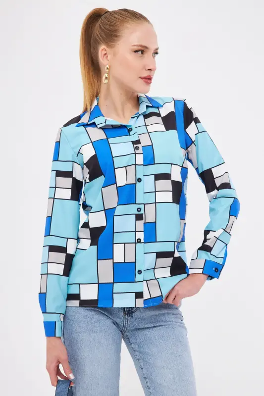 Women's Floral Print Long Sleeve Blouse ARM-25K001040 - 4