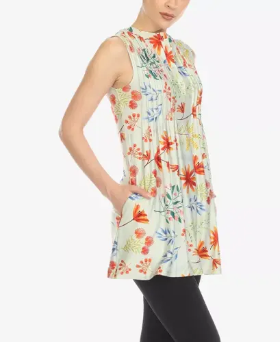Women's Floral Sleeveless Tunic Top - 3