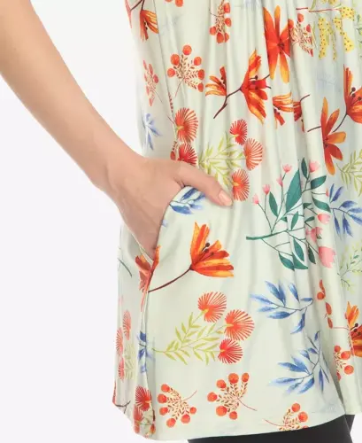 Women's Floral Sleeveless Tunic Top - 4