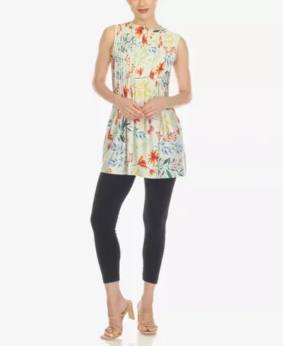Women's Floral Sleeveless Tunic Top - 5