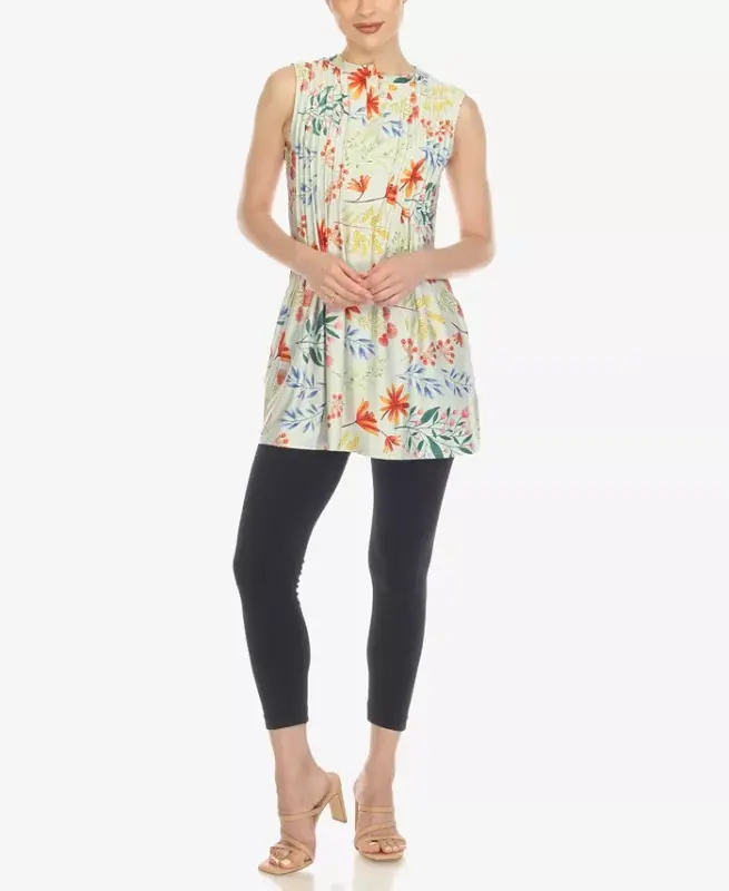 Women's Floral Sleeveless Tunic Top - 5