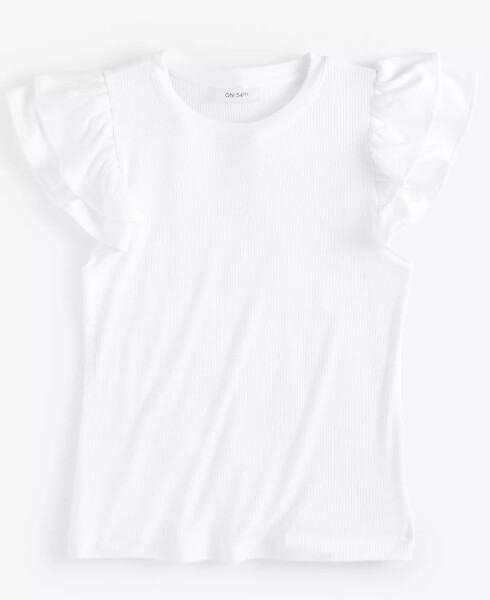 Women's Flutter-Sleeve Ribbed Top, Created for Modazone Bright White - 5