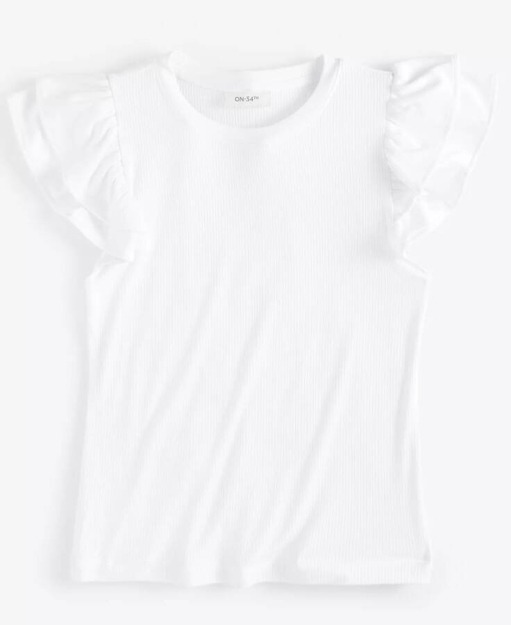 Women's Flutter-Sleeve Ribbed Top, Created for Modazone Bright White - 5