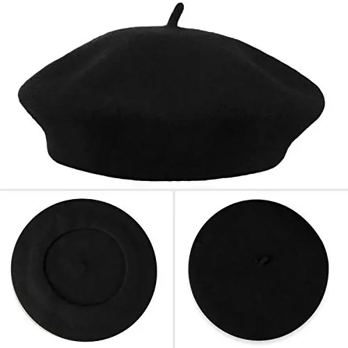 Women's French Beret Hat Solid Color Plain Wool Classic Traditional Artist Cap - 4