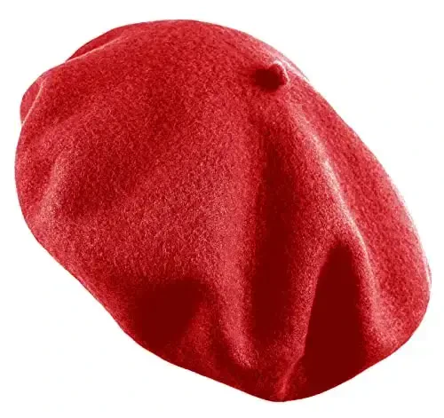 Women's French Beret Hat Solid Color Plain Wool Classic Traditional Artist Cap - WOMEN'S (1)