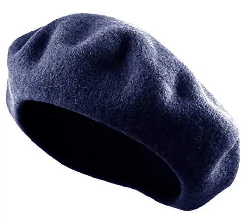 Women's French Beret Hat Solid Color Plain Wool Classic Traditional Artist Cap - WOMEN'S (1)