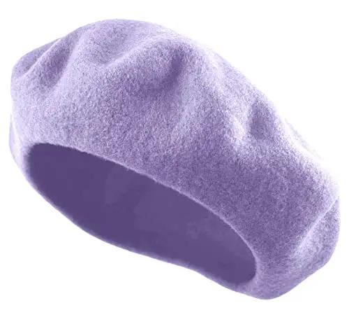 Women's French Beret Hat Solid Color Plain Wool Classic Traditional Artist Cap - WOMEN'S (1)