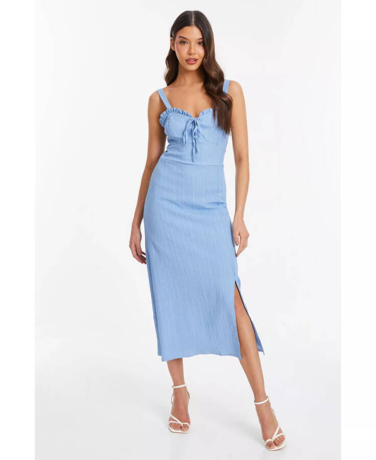 Women's Frill Detail Strappy Midi Dress Blue - 1