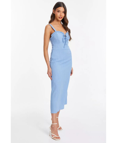 Women's Frill Detail Strappy Midi Dress Blue - 2