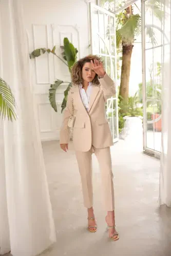 Women's Fringe Blazer and Pants Set - 5