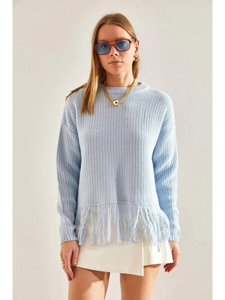 Women's Fringe Trimmed Knit Sweater - 6