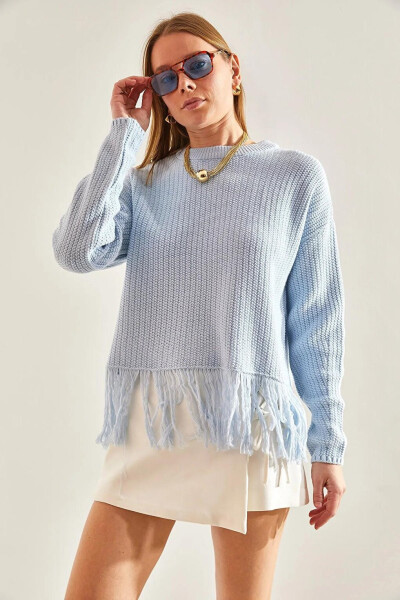 Women's Fringe Trimmed Knit Sweater - 9