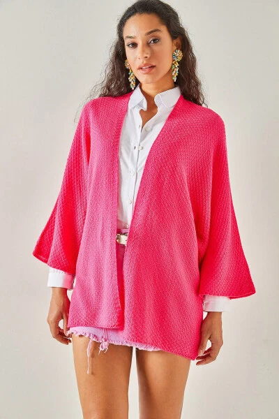 Women's Fuchsia Bat Sleeve Spring Cardigan HRK-19000057 - OLALOOK (1)