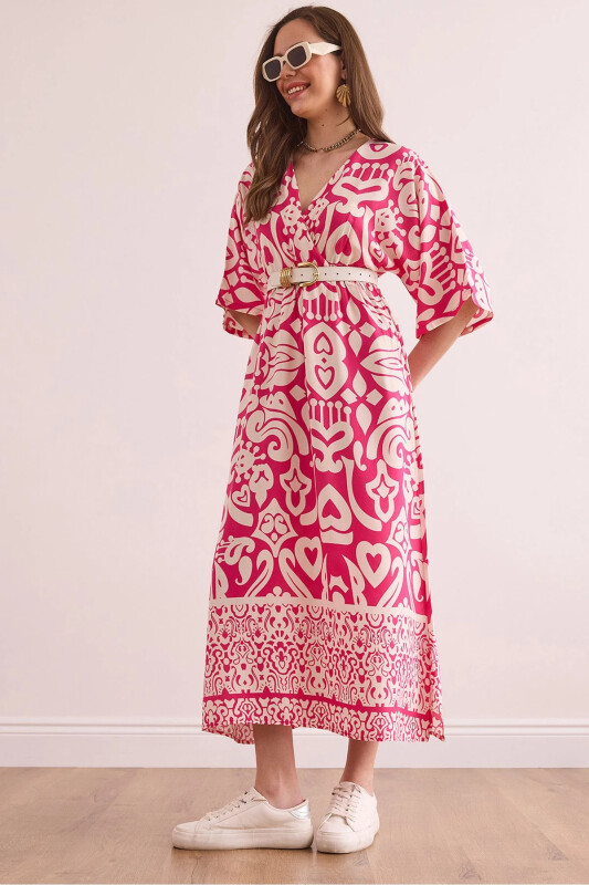 Women's Fuchsia Bat Slit Elastic Waist Woven - 1