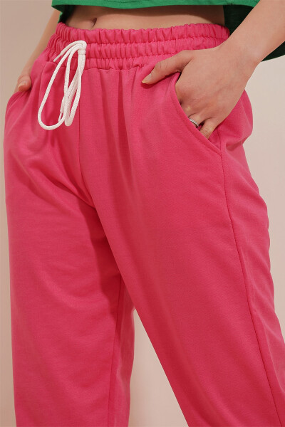 Women's Fuchsia Elastic Waist and Cuff Basic Sweatpants ALC-X5902 - 4