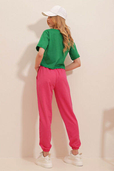 Women's Fuchsia Elastic Waist and Cuff Basic Sweatpants ALC-X5902 - 5