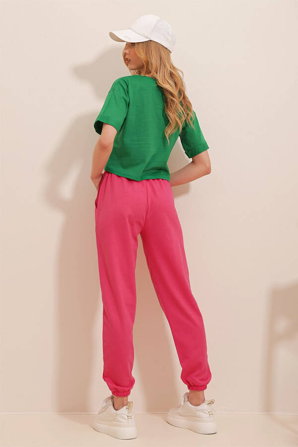 Women's Fuchsia Elastic Waist and Cuff Basic Sweatpants ALC-X5902 - 5