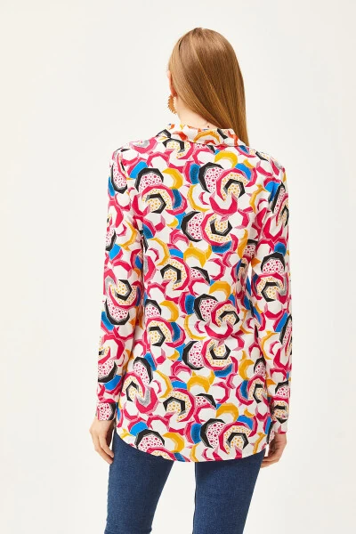 Women's Fuchsia Geometric Patterned Woven Shirt GML-19001174 - OLALOOK (1)