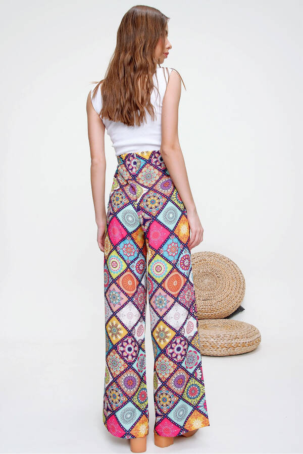 Women's Fuchsia Patterned Relaxed Fit Trousers ALC-X6016 - 6