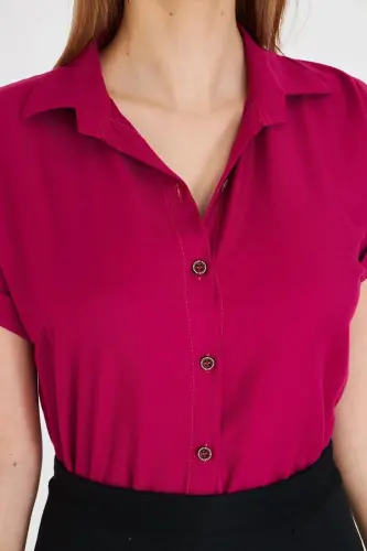 Women's Fuchsia Short Sleeve Shirt ARM-19Y001065 - 3