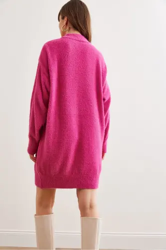Women's Fuchsia Turtleneck Soft Touch Beard Knitted Sweater - 6