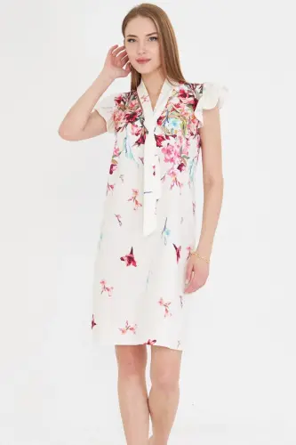 Women's Fuchsia V-Neck Ruffle Sleeve Tie Detail 