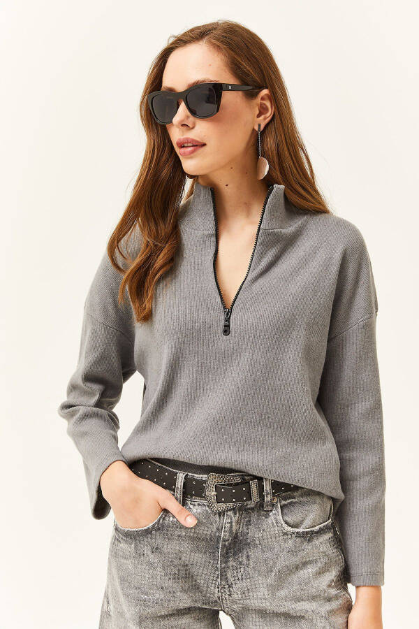 Women's Fuchsia Zip-Up High Neck Thistle Sweater - 3