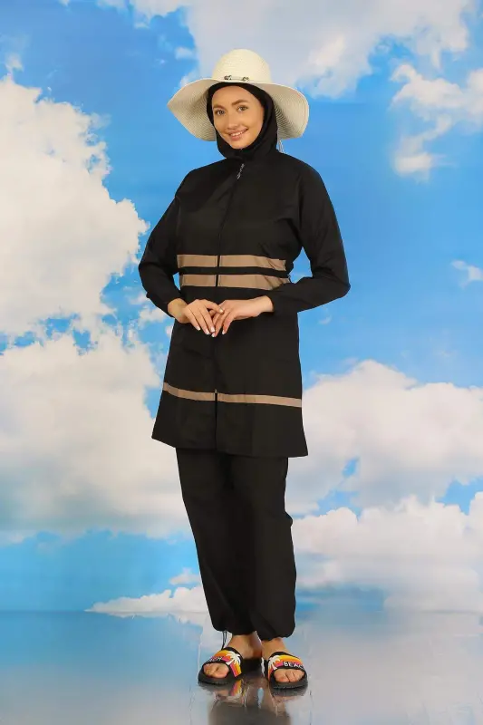 Women's Full Cover Swimsuit Black 31062 - 3