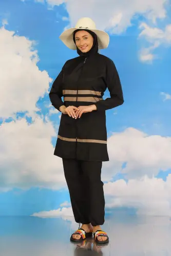Women's Full Cover Swimsuit Black 31062 - 3