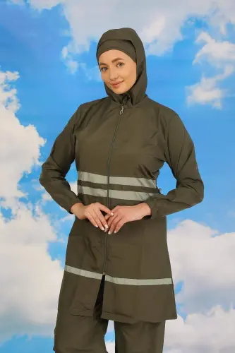 Women's Full Cover Swimsuit Khaki 31061 - BÜYÜKBEDENIZ (1)