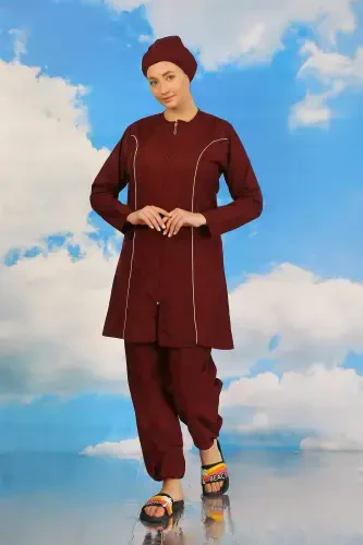 Women's Full Coverage Maroon Swimsuit 31060 - 1