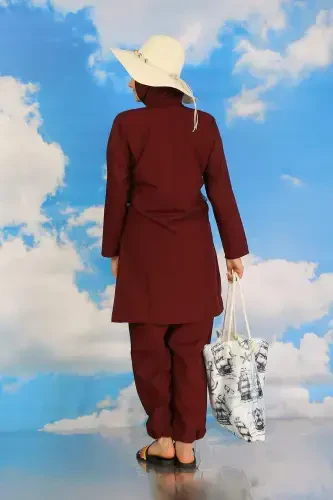 Women's Full Coverage Maroon Swimsuit 31060 - 5