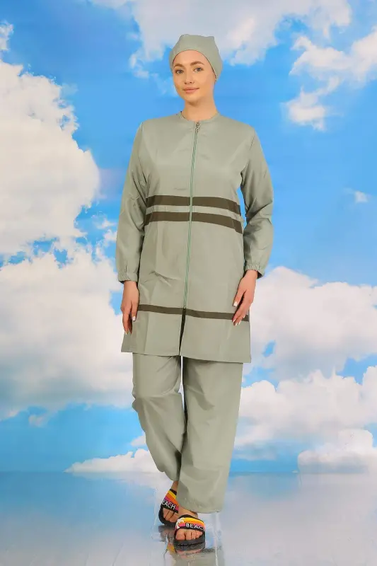 Women's Full Coverage Swimsuit Water Green 31061 - 2