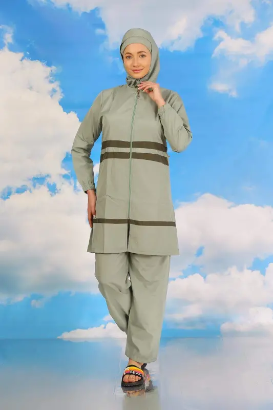 Women's Full Coverage Swimsuit Water Green 31061 - 6